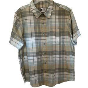 MARMOT GREEN PLAID SHORT SLEEVE SHIRT SZ LG EUC